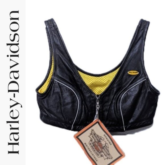 Harley-Davidson Tops - NWT - Harley-Davidson Leather Zip Front Bra Top - 38/10 W